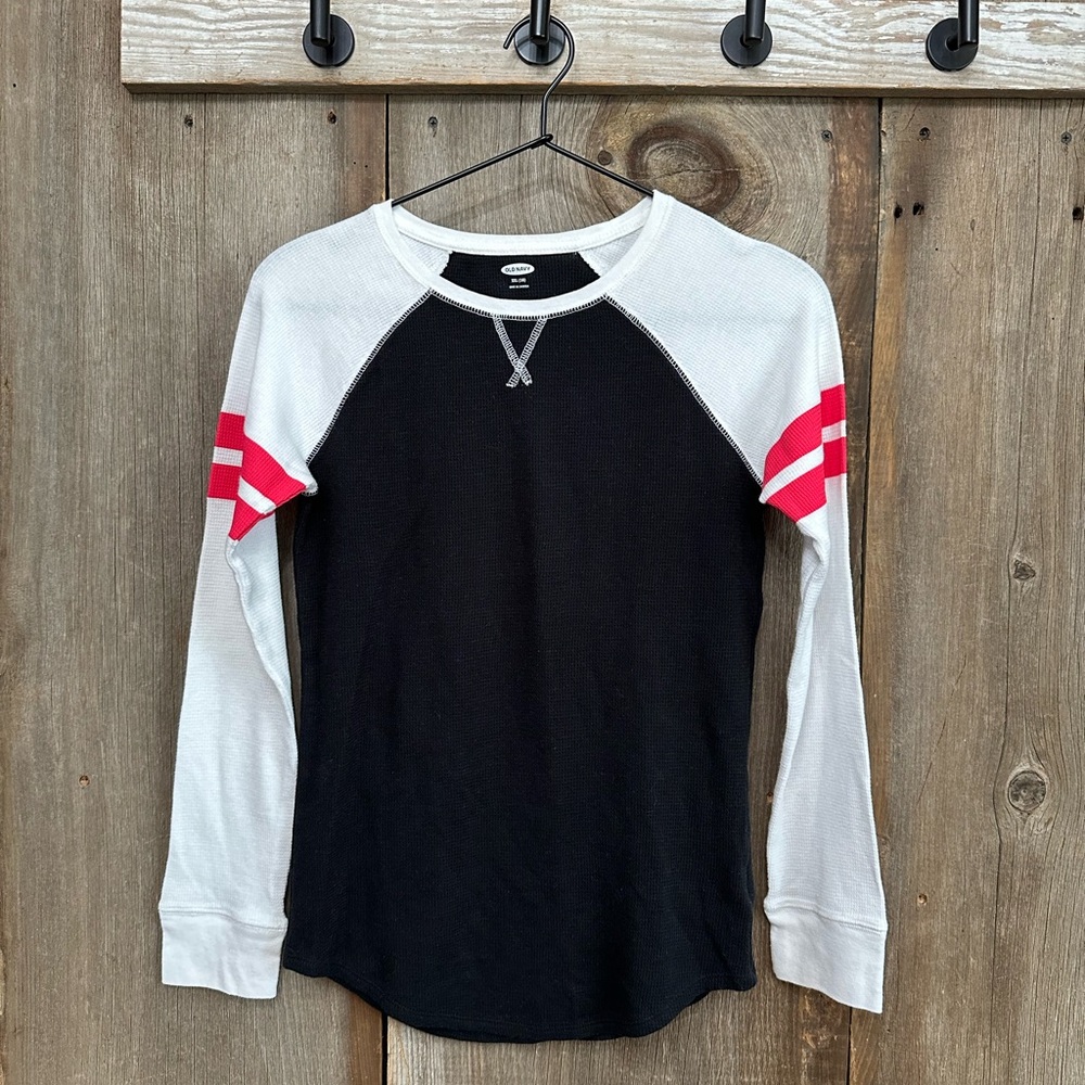 NWOT Old Navy Long Sleeve Waffle Raglan Tee in Black Size XXL 16